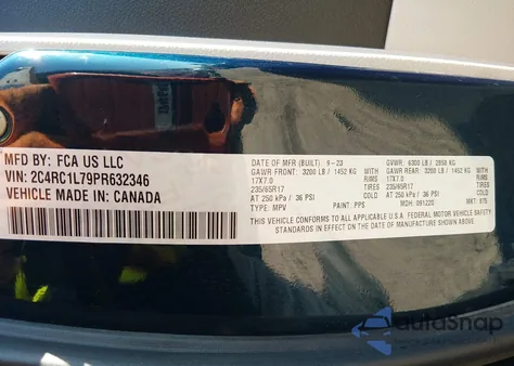 2023 Chrysler Pacifica Hybrid Touring L z USA, uszkodzony, nr VIN 2C4RC1L79PR632346